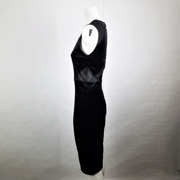 French Connection Black Viven Velvet Body-Con Dress NWT Size 6 - Picture 3 of 7